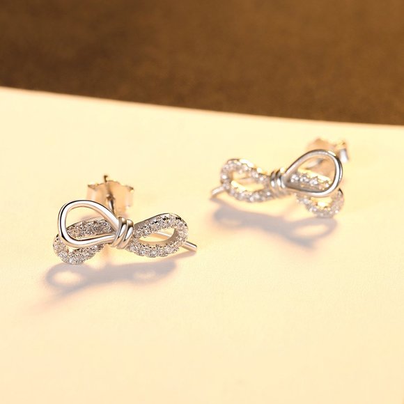 Bowknot  Stud Earrings in 925 Sterling Silver - Picture 5 of 5